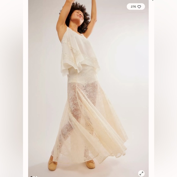 Free People Beat Of The Moment Lace Sheer Maxi Skirt 14